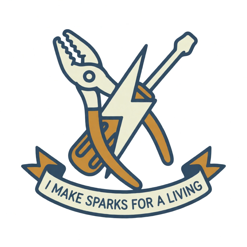 I Make Sparks for a Living funny electrician t-shirt design with pliers and a lightning bolt