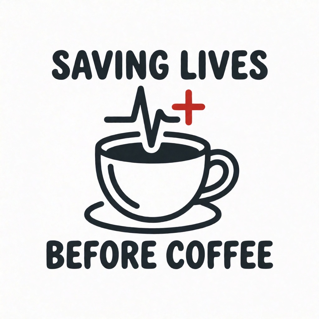 Saving Lives Before Coffee Scrubs & Sarcasm t-shirt design